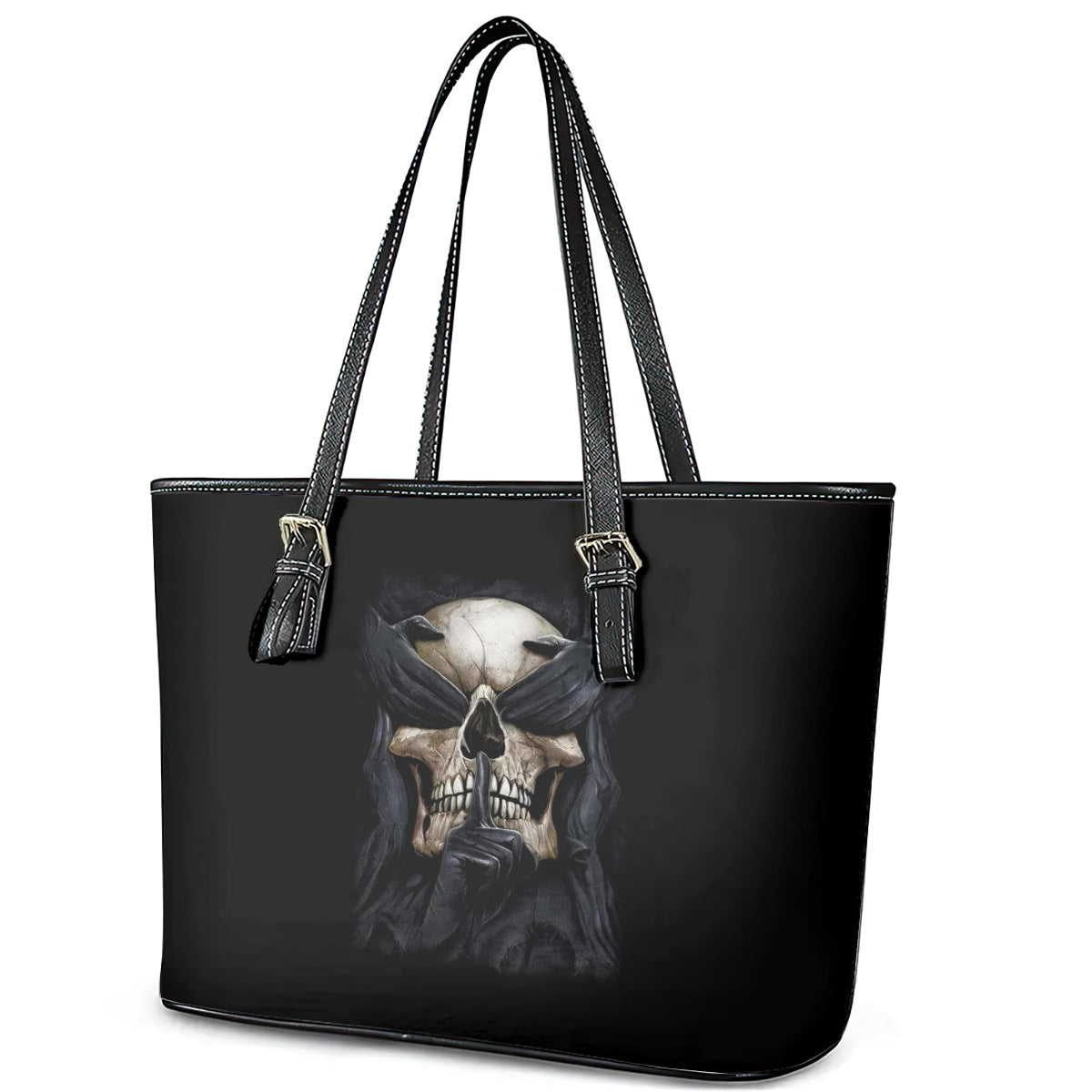Skull Leather Tote Bag No See Evil Red Rose Jean DT01