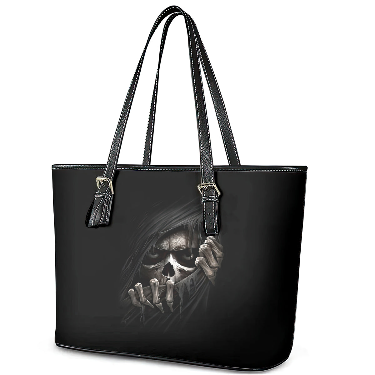Skull Leather Tote Bag Evil Skeleton Look Inside DT01