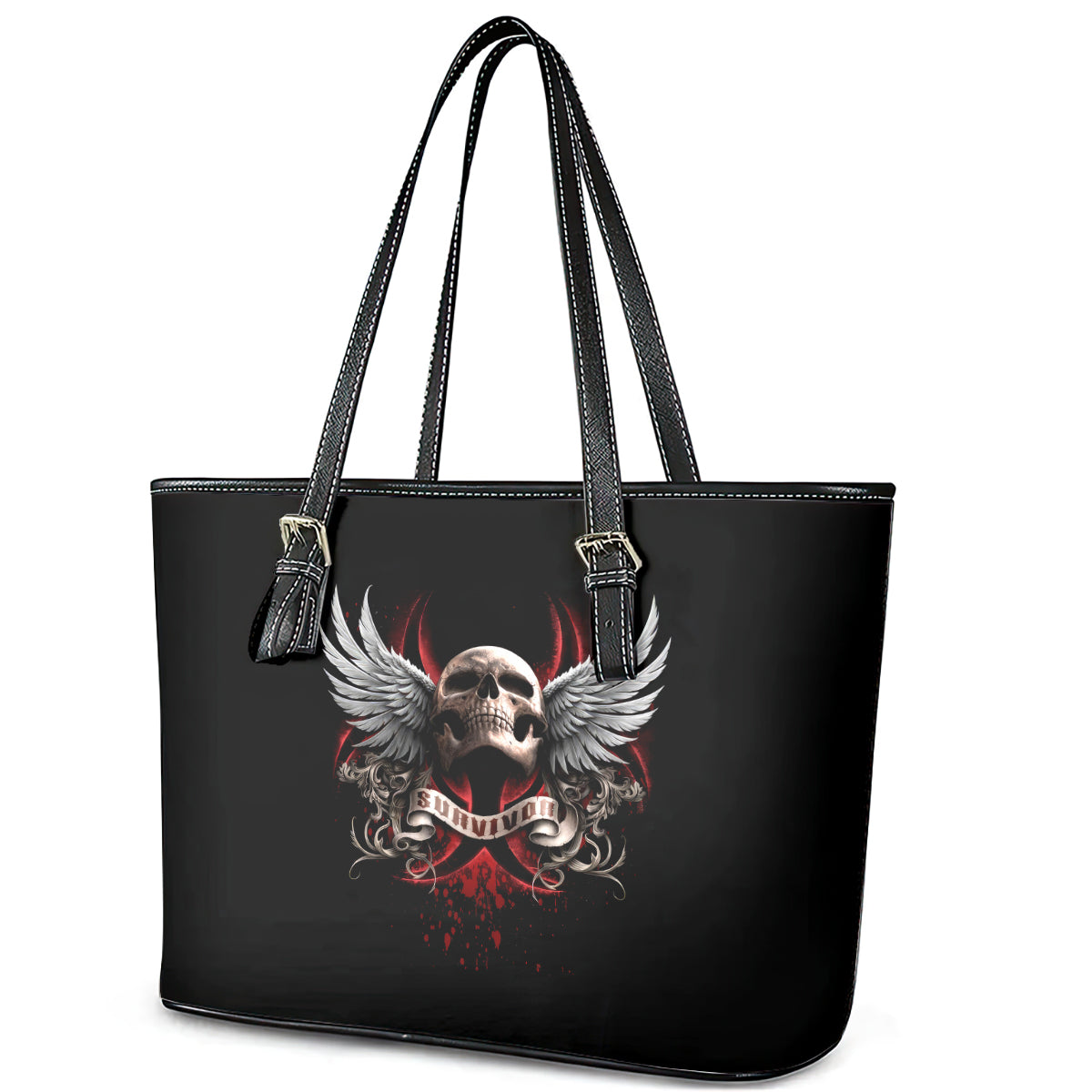 Skull Leather Tote Bag Blood Skull Survivor DT01