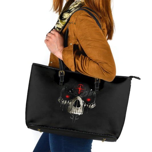Skull Leather Tote Bag Black Reaper DT01