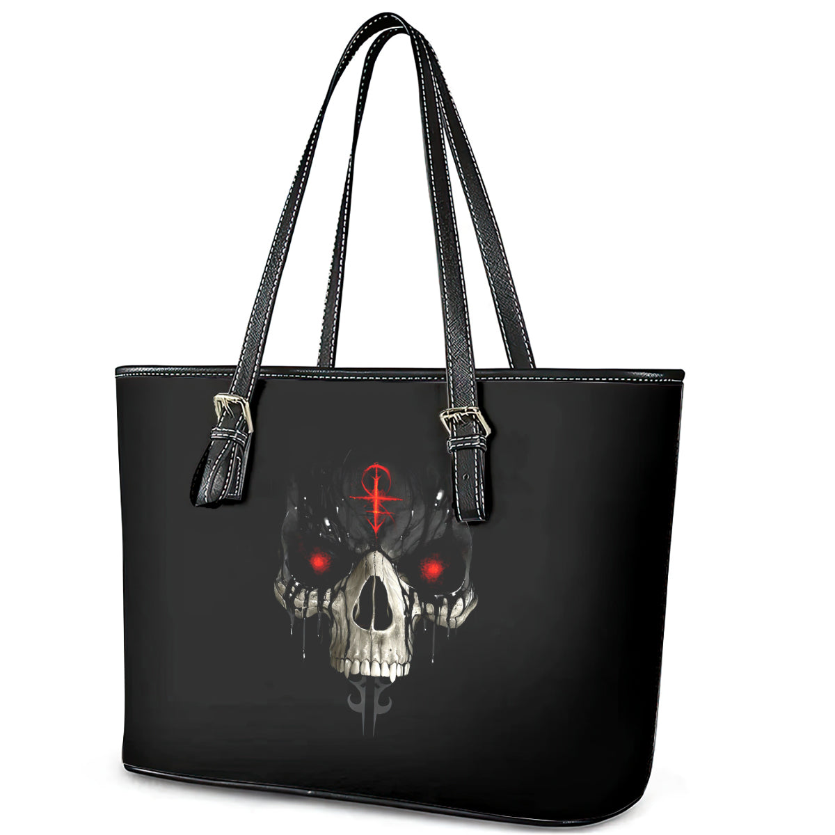 Skull Leather Tote Bag Black Reaper DT01