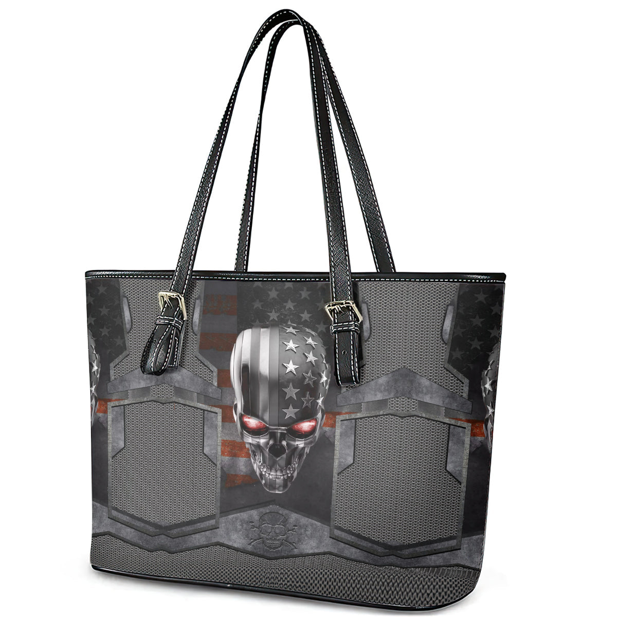 Skull Leather Tote Bag Metal Head Skull American DT01