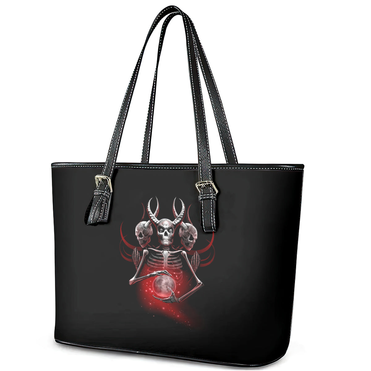 Skull Leather Tote Bag Prayer Skull DT01