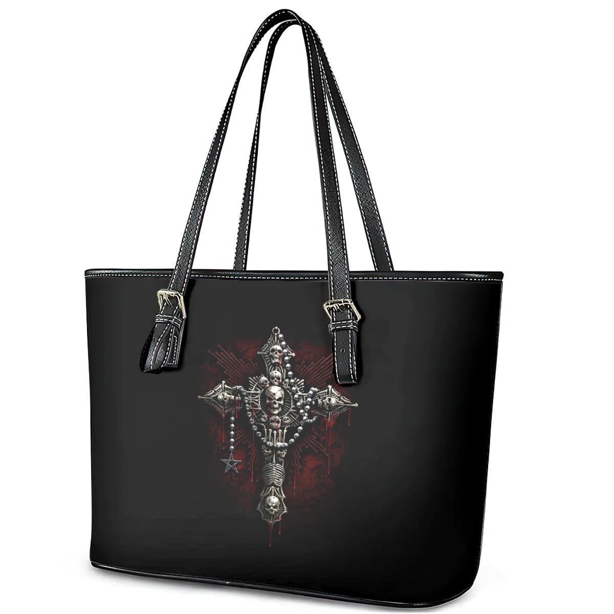 Skull Leather Tote Bag Head Skeleton Cross Skull DT01