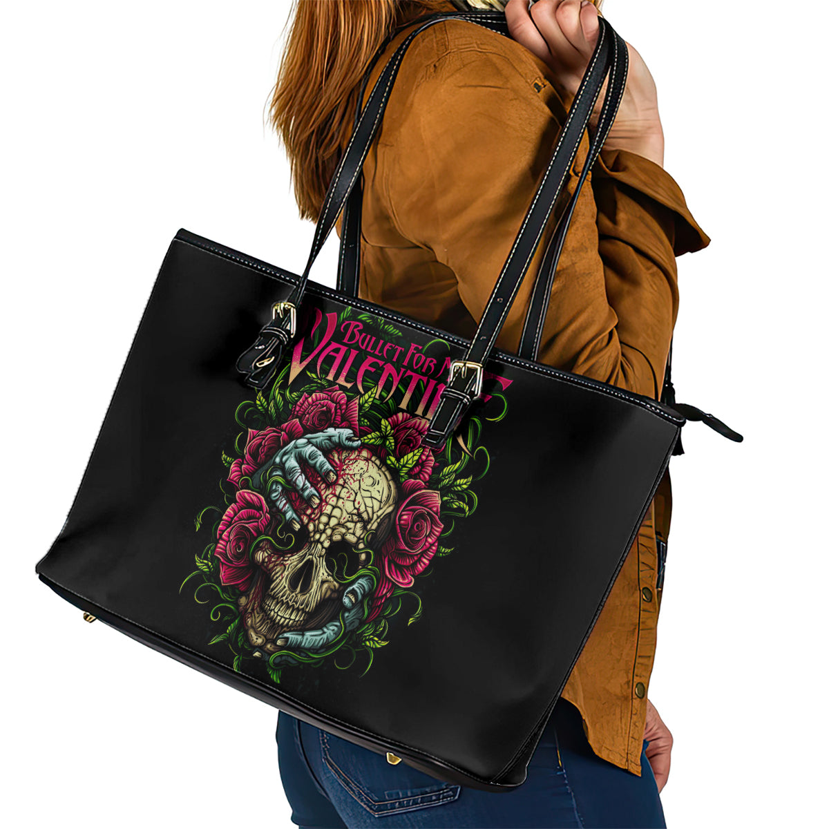 Viper Skull Leather Tote Bag Bullet For My Valentine DT01