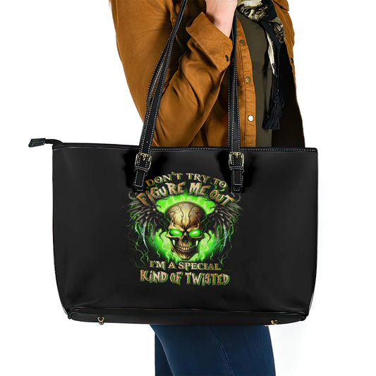 Skull Leather Tote Bag Don't Try To Figured Me Out DT01