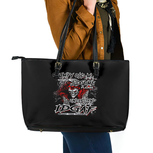 Skull Leather Tote Bag Before Your Judge Me Pls Understand DT01