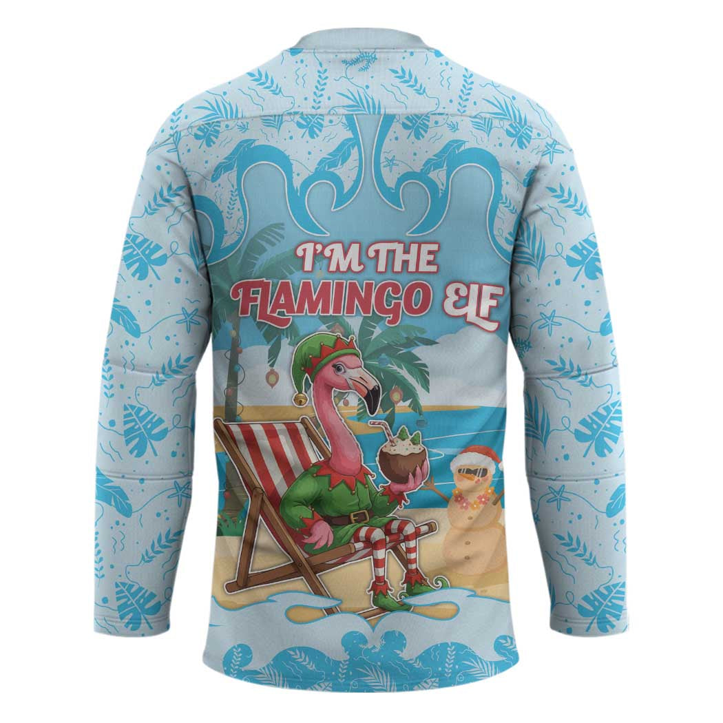 Christmas In July Hockey Jersey I Am The Flamingo Elf DT05
