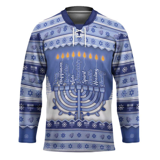 Hanukkah Christmas Hockey Jersey Love And Lights DT05