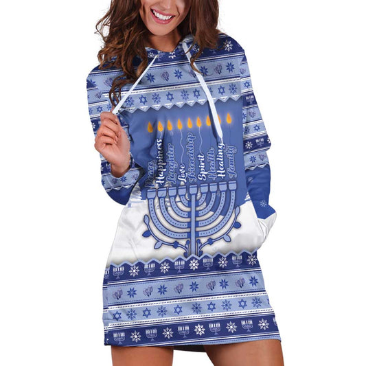 Hanukkah Christmas Hoodie Dress Love And Lights DT05