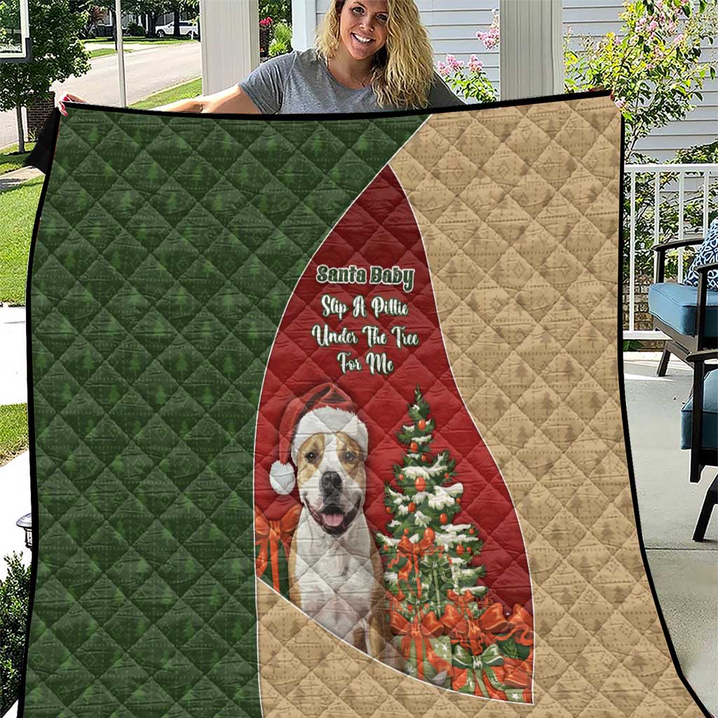 Merry Pitmas Quilt Santa Baby Slip A Pittie Under The Tree For Me DT05