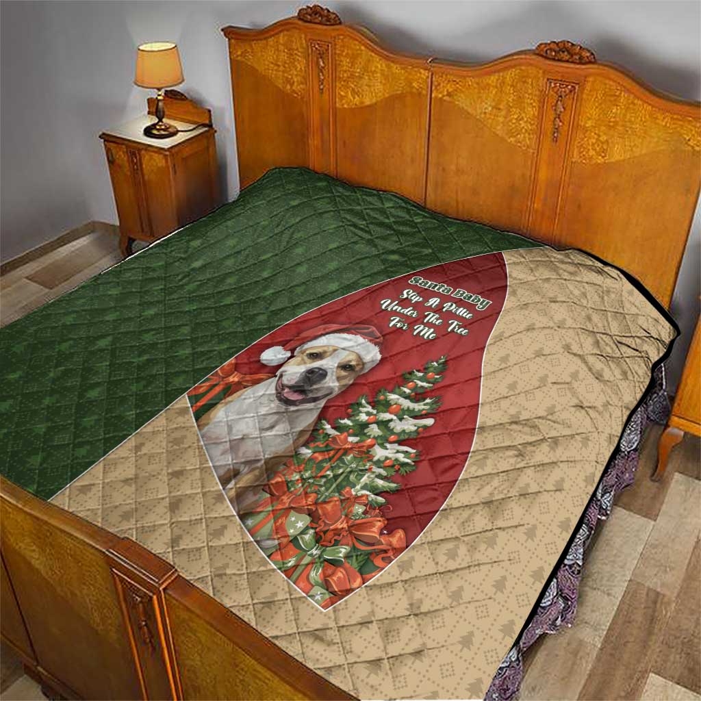 Merry Pitmas Quilt Santa Baby Slip A Pittie Under The Tree For Me DT05