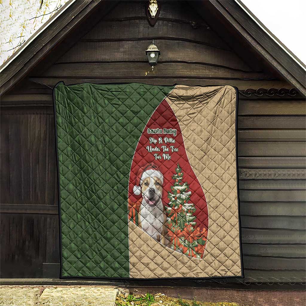 Merry Pitmas Quilt Santa Baby Slip A Pittie Under The Tree For Me DT05