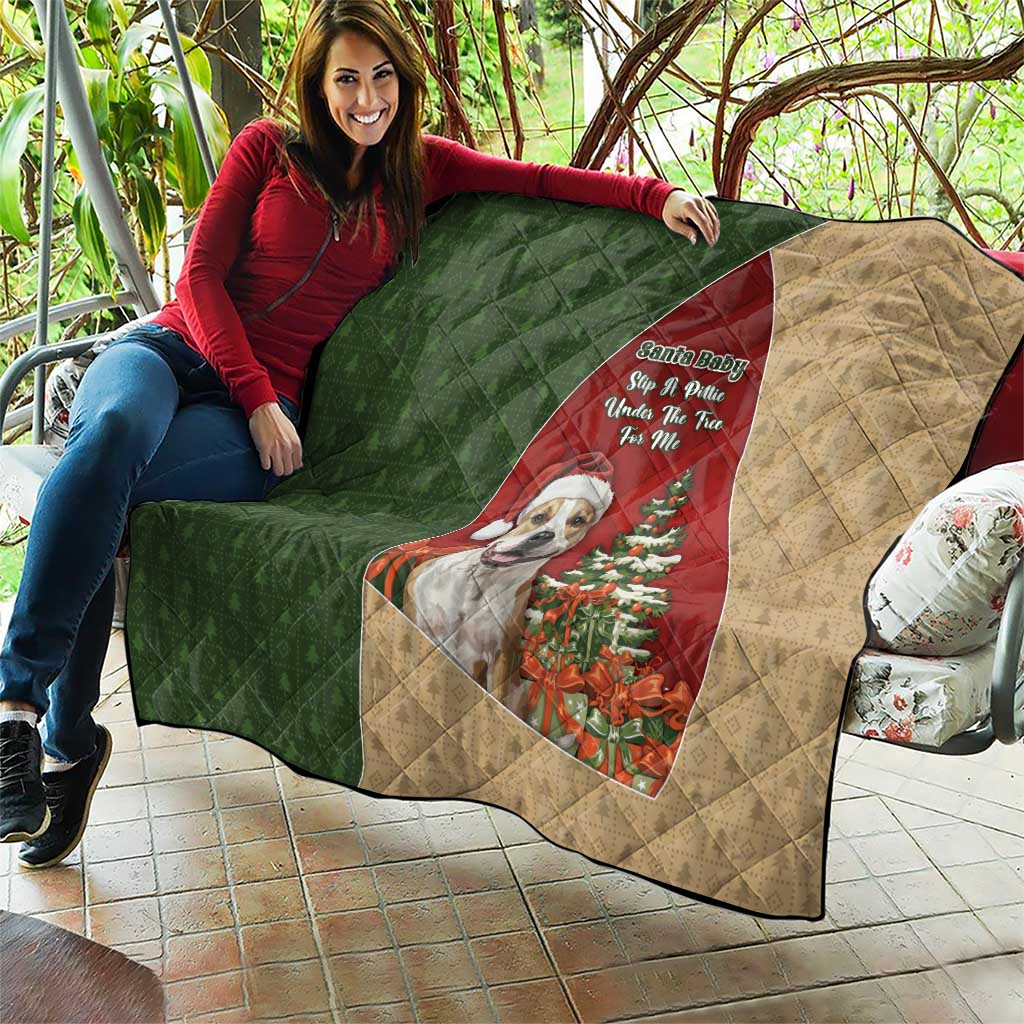 Merry Pitmas Quilt Santa Baby Slip A Pittie Under The Tree For Me DT05