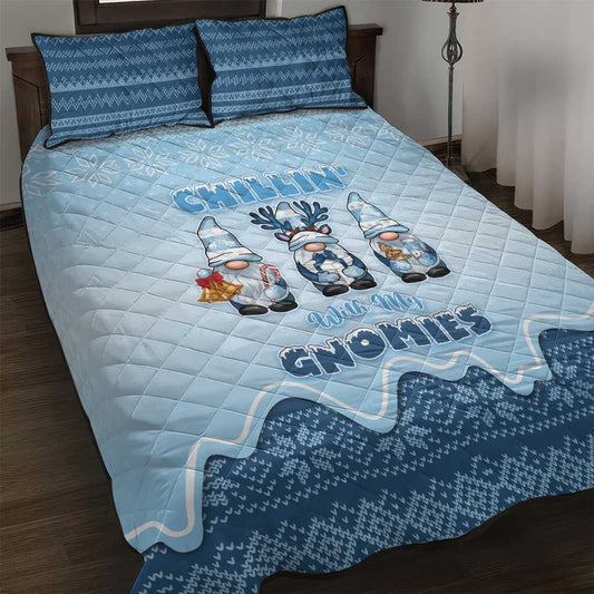 Chillin With My Gnomies Quilt Bed Set Merry Christmas DT05
