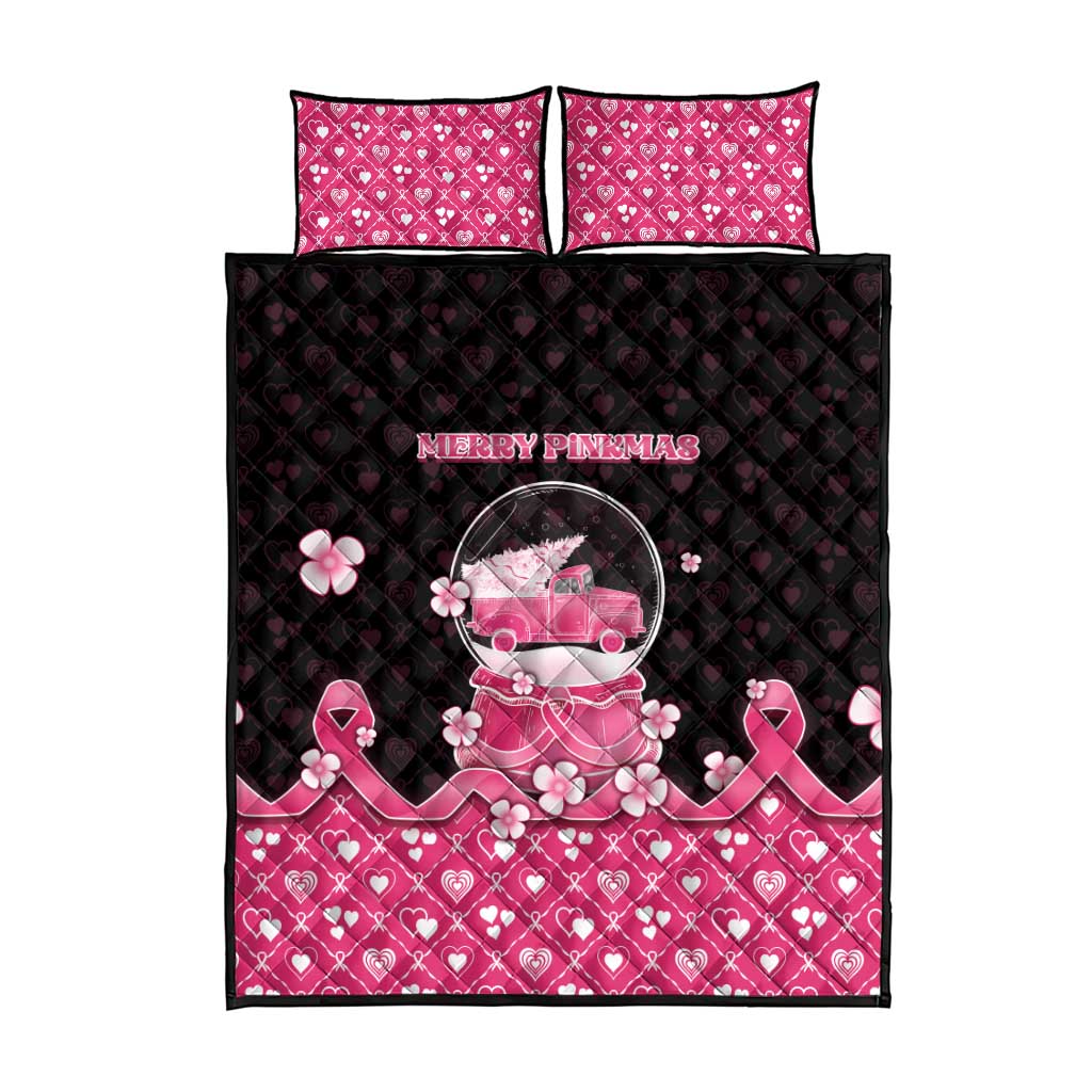 Breast Cancer Christmas Quilt Bed Set Merry Pinkmas DT05