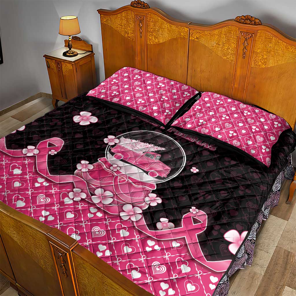 Breast Cancer Christmas Quilt Bed Set Merry Pinkmas DT05