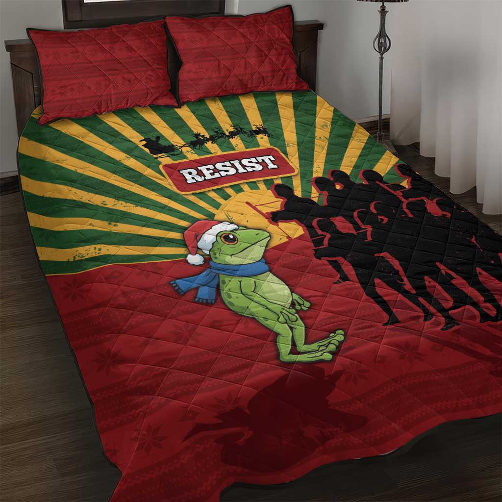 Merry Resistmas Quilt Bed Set Resist Portland Frog DT05