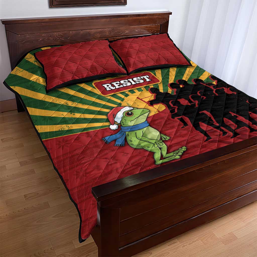 Merry Resistmas Quilt Bed Set Resist Portland Frog DT05