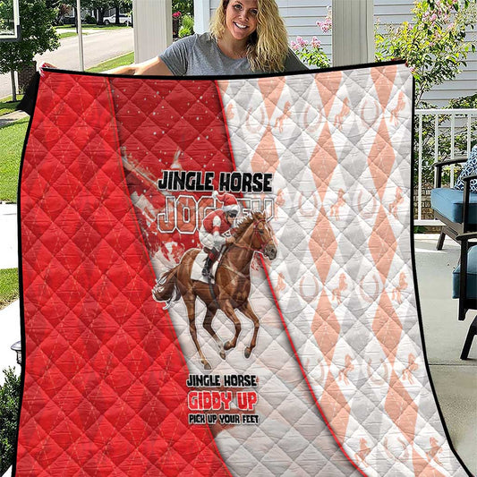 Horse Racing Christmas Quilt Giddy Up Pick Up Your Feet DT05