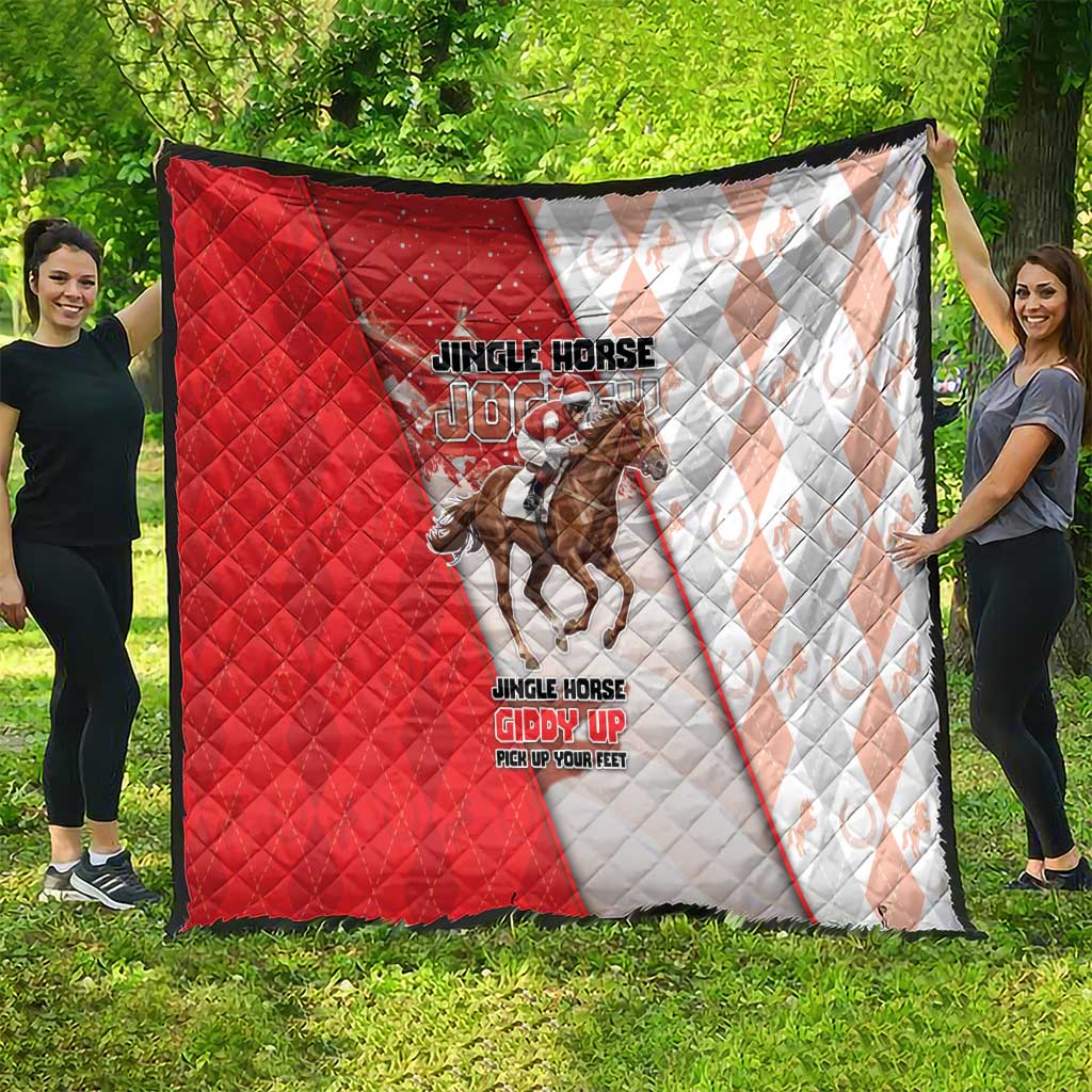 Horse Racing Christmas Quilt Giddy Up Pick Up Your Feet DT05