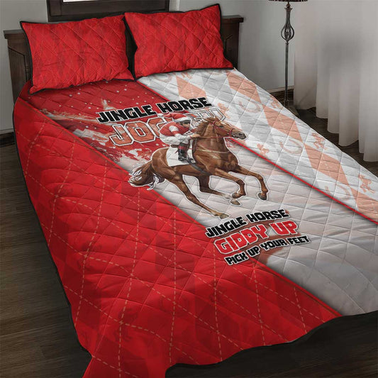 Horse Racing Christmas Quilt Bed Set Giddy Up Pick Up Your Feet DT05
