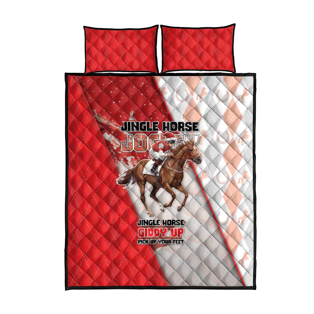 Horse Racing Christmas Quilt Bed Set Giddy Up Pick Up Your Feet DT05