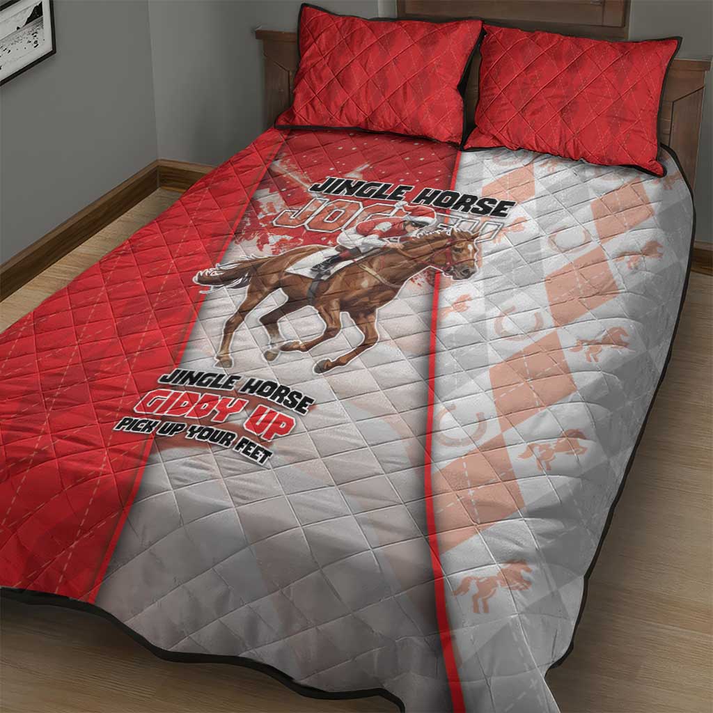 Horse Racing Christmas Quilt Bed Set Giddy Up Pick Up Your Feet DT05