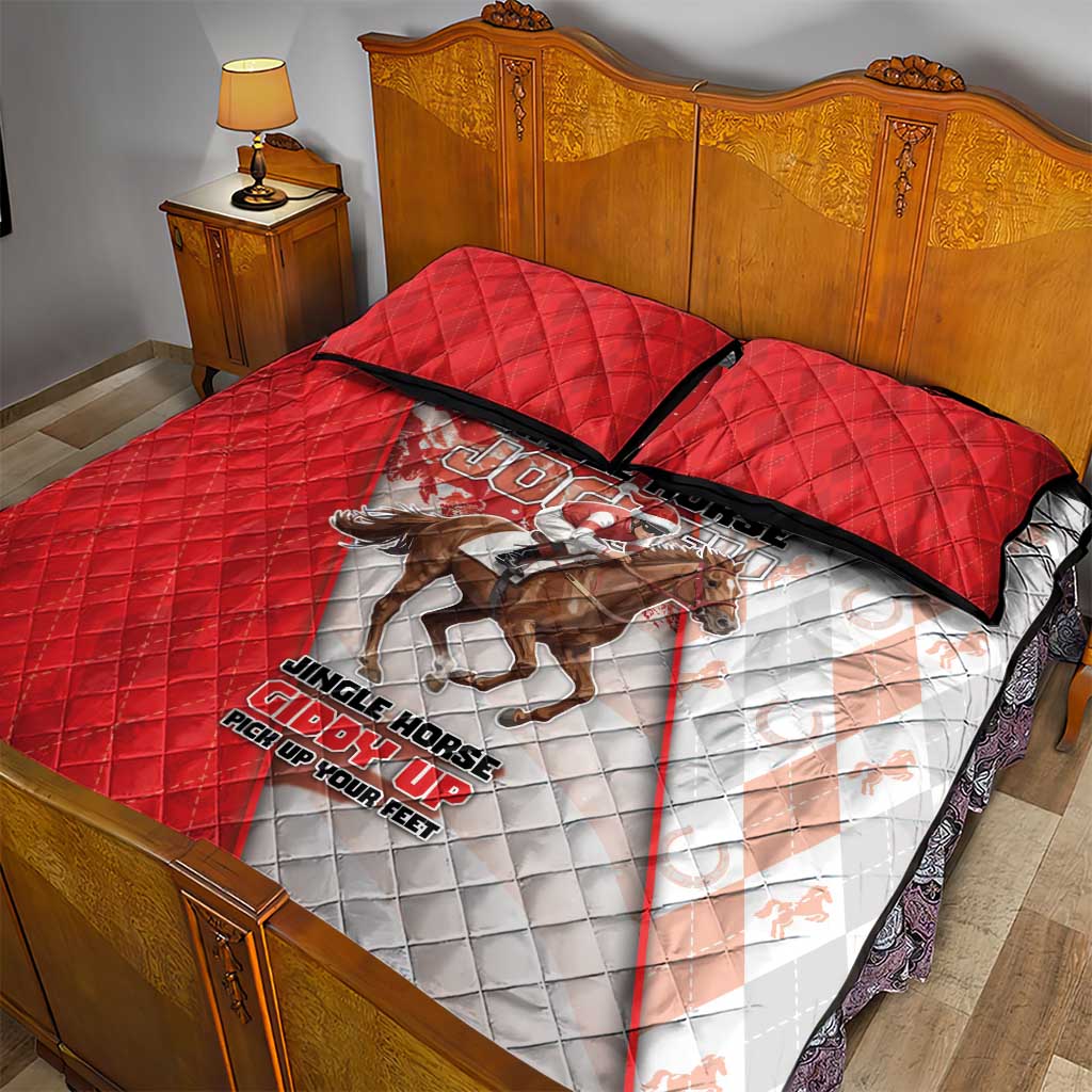 Horse Racing Christmas Quilt Bed Set Giddy Up Pick Up Your Feet DT05