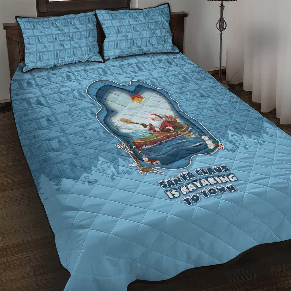 Santa Claus Is Kayaking To Town Quilt Bed Set Merry Christmas DT05