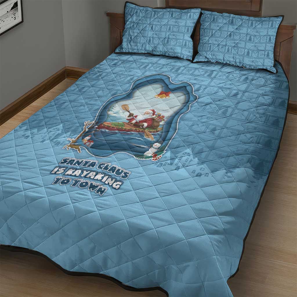Santa Claus Is Kayaking To Town Quilt Bed Set Merry Christmas DT05