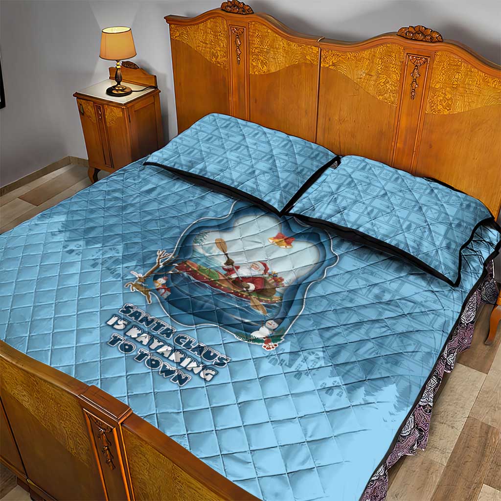 Santa Claus Is Kayaking To Town Quilt Bed Set Merry Christmas DT05