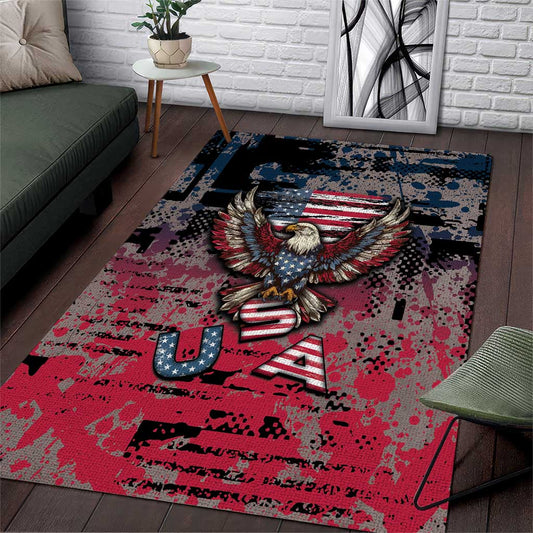 Patriotic Rebel American Area Rug Grunge USA Eagle Flag DT05