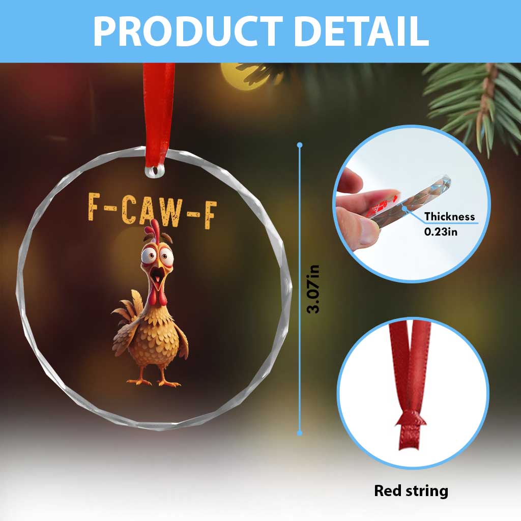 F Caw F Classic Chicken Scream Crystal Glass Ornament Poultry Joke Farm Life Humor TS02