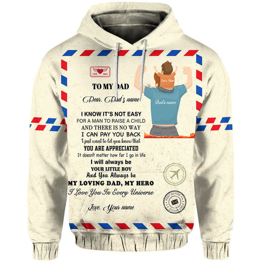 Custom Father Day Hoodie Letter From Son Simple Style LT8