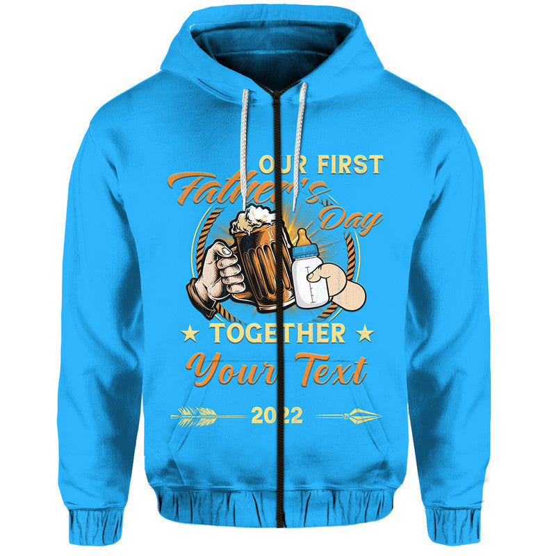 Custom Father Day Hoodie Our First Father Day Simple Style Blue LT8