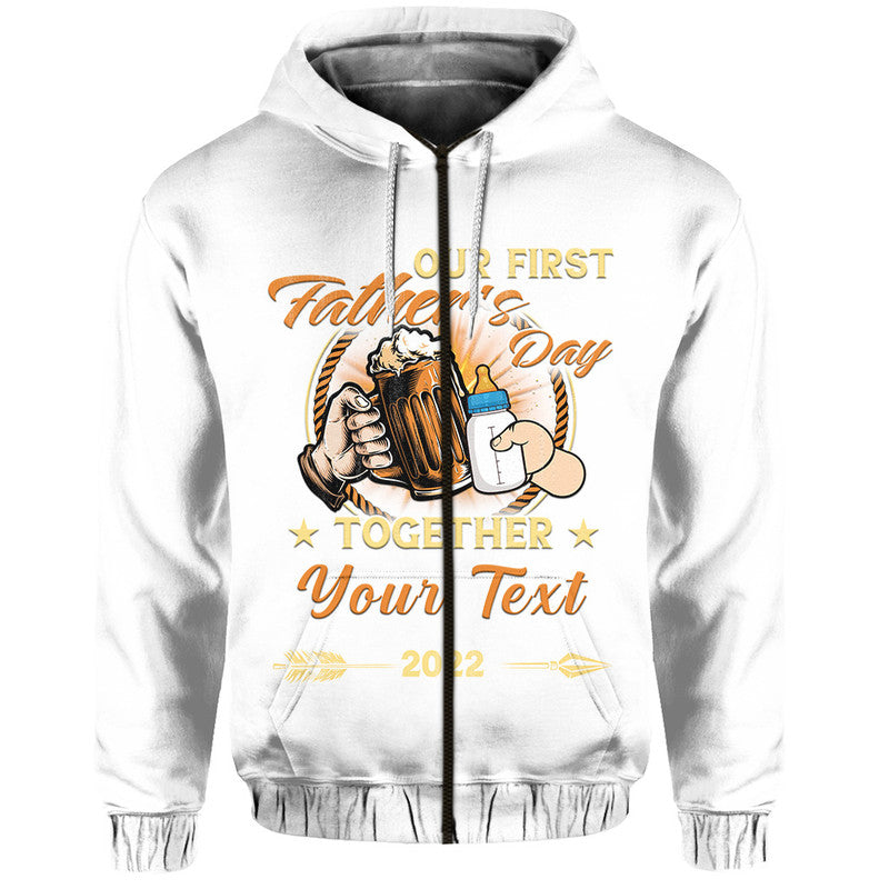 Custom Father Day Hoodie Our First Father Day Simple Style White LT8