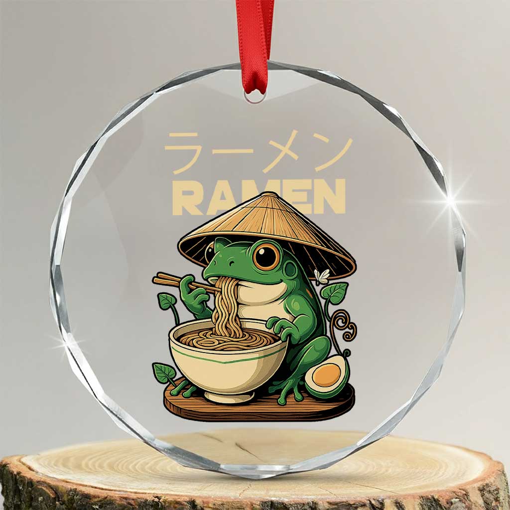 Frog Eating Ramen Crystal Glass Ornament Funny Japanese Food Lover Anime TS12