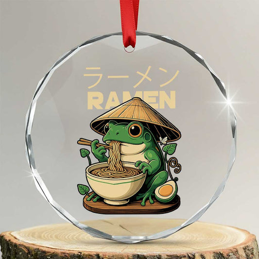 Frog Eating Ramen Crystal Glass Ornament Funny Japanese Food Lover Anime TS12