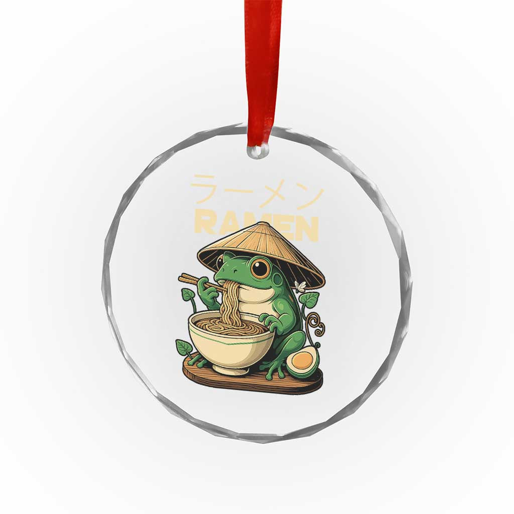 Frog Eating Ramen Crystal Glass Ornament Funny Japanese Food Lover Anime TS12