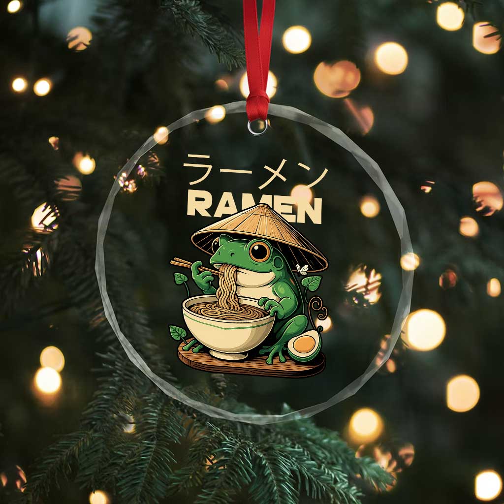 Frog Eating Ramen Crystal Glass Ornament Funny Japanese Food Lover Anime TS12