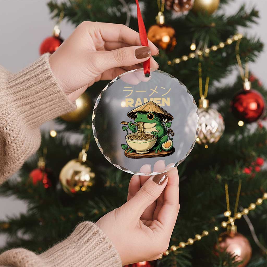 Frog Eating Ramen Crystal Glass Ornament Funny Japanese Food Lover Anime TS12