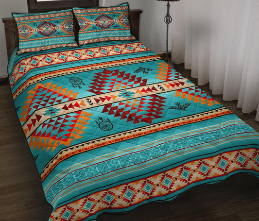 Blue Thunderbirds Dreamcatcher Native American Quilt Bed Set LT10