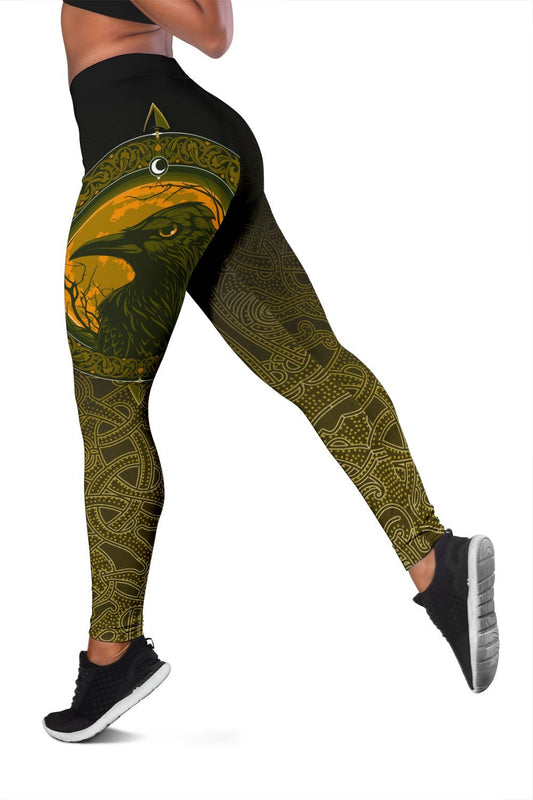 Viking Leggings, Ethnic Odin Raven Gold RLT12