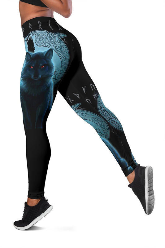 Viking Leggings, Fenrir Viking Wolf and Moon RLT12