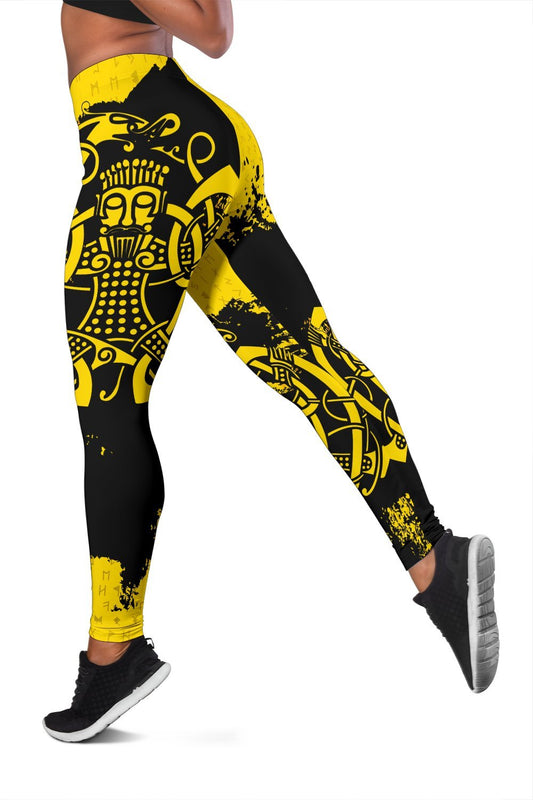 Viking Leggings, Loki Bound Triskele Rune Gold RLT12
