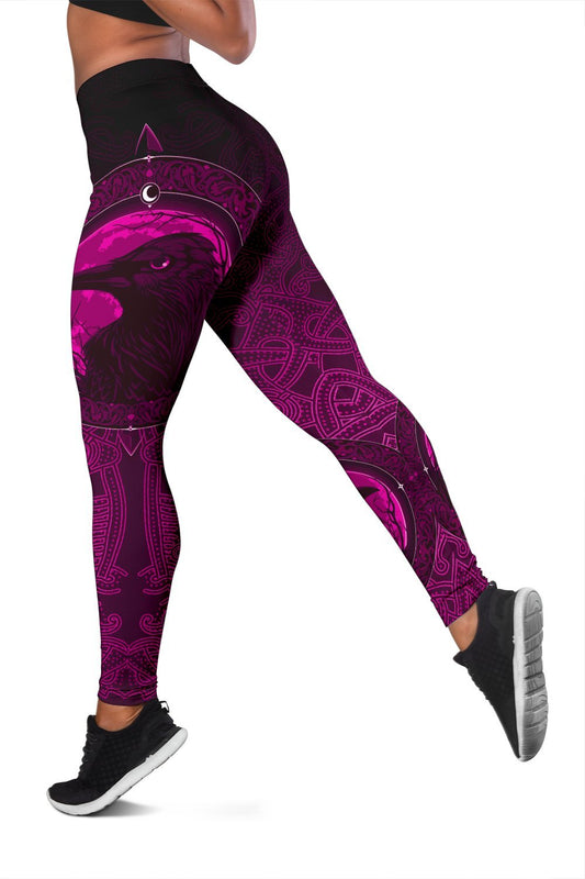 Viking Leggings, Ethnic Odin Raven Pink RLT12