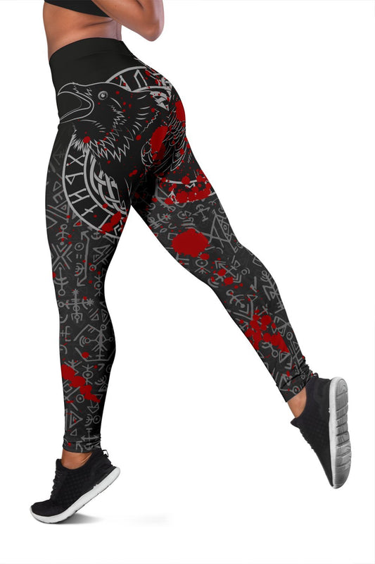 Viking Leggings Odin Raven Rune Futhark Blood RLT12