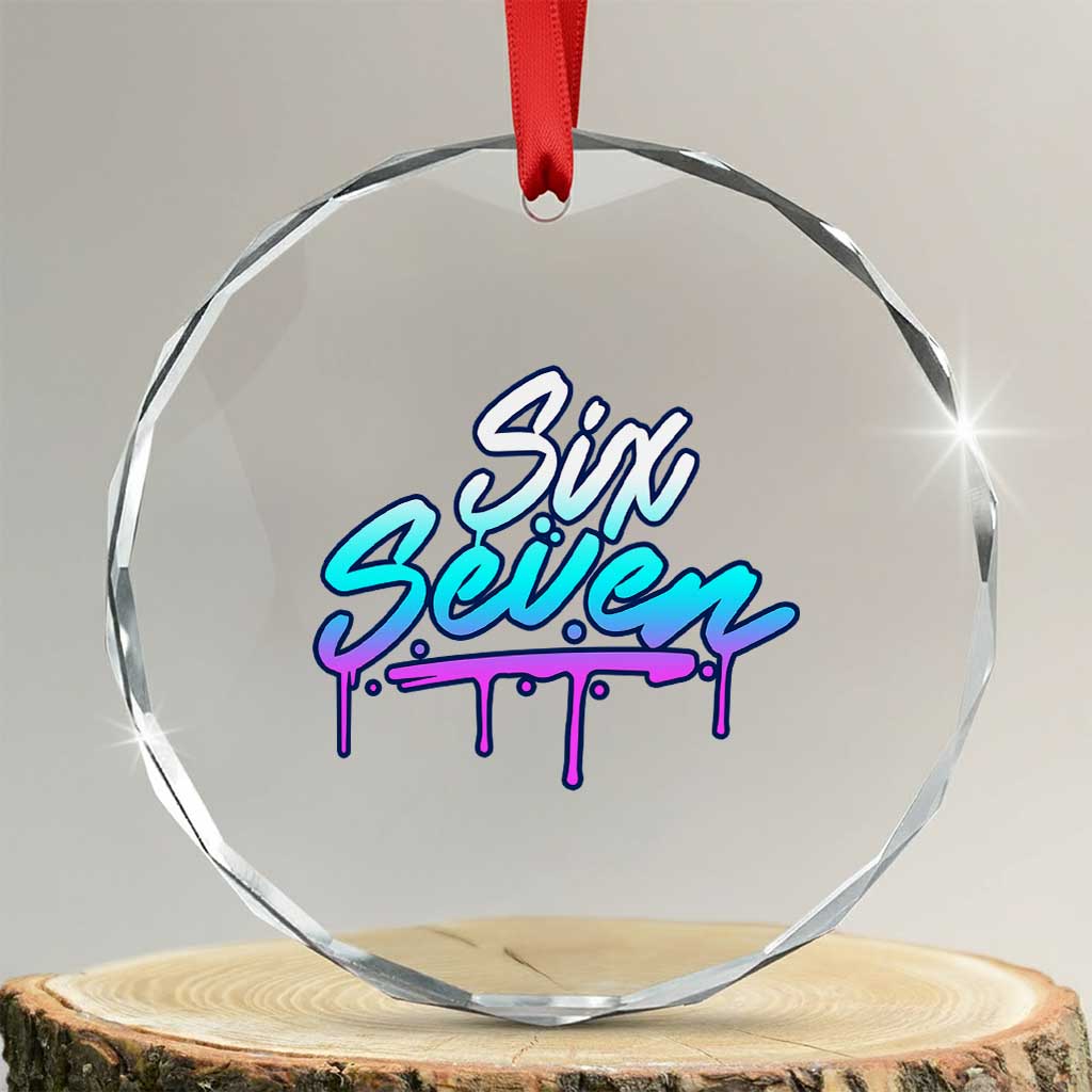Fun Six Seven Crystal Glass Ornament Funny 6 7 Meme Gen Alpha Slang Streetwear Gradient TS10