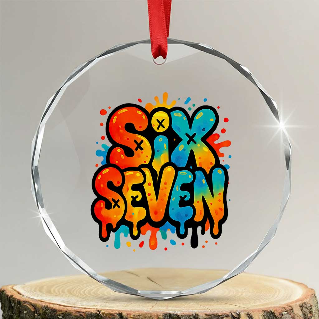 Fun Six Seven Graffiti Crystal Glass Ornament Funny 67 Meme Gen Alpha Slang Streetwear Hip Hop TS10